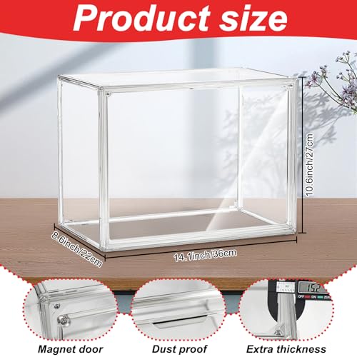 Clear Boxing Glove Display Case - Self-Assembly, UV-Protected With Black Base for Full Size Baseball and Boxing Gloves