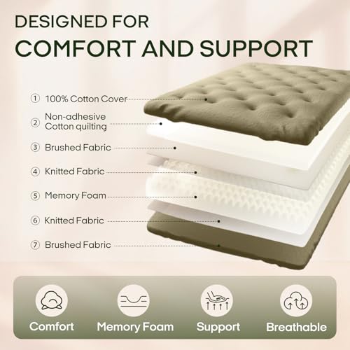 ZonLi Japanese Floor Futon Mattress Twin Size 39"x75"100% Cotton Cover 6''Thicken Tatami Mattress,Foldable Sleeping Pad,Portable Dormitory Tatami Mat,Roll Up Floor Lounger Bed for Adult (Winter Moss)