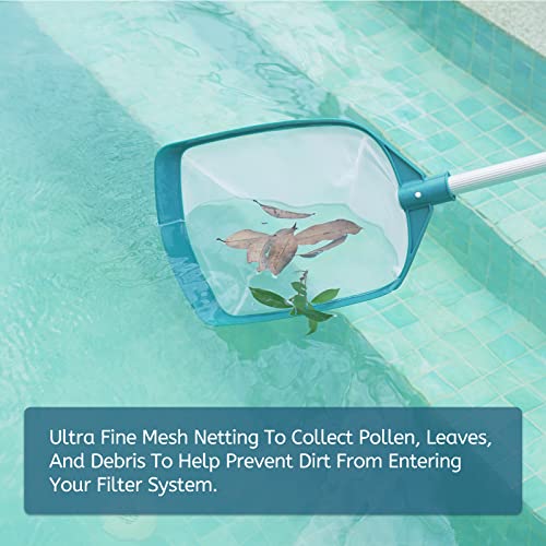 Upgrades Swimming Pool Leaf Net Skimmer Rake with Adjustable Aluminum Pole and Nylon Medium Fine Mesh for Cleaning Swimming Pools, Hot Tubs, Spas and Fountains - size: Pool Skimmer with Pole