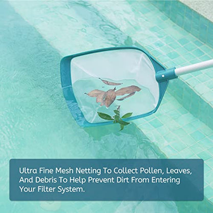 Upgrades Swimming Pool Leaf Net Skimmer Rake with Adjustable Aluminum Pole and Nylon Medium Fine Mesh for Cleaning Swimming Pools, Hot Tubs, Spas and Fountains - size: Pool Skimmer with Pole