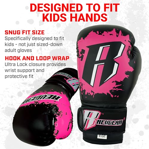 Revgear Kids Combat Series Boxing Glove, Designed to Fit Kids Hands, MMA - color: Pink/Black, size: 10 OZ