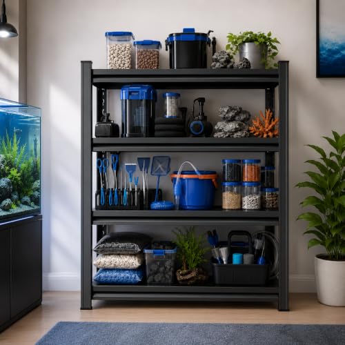 Fish Tank Stand, Convertible 2-in-1 Aquarium Terrarium Stand with Adjustable Steel Shelves, Heavy Duty Metal Terrarium Holder for Living Room and Garage, Black 4-Tier, 54.3" H×35.4" W×15.7" D - size: 4-Tier, 54.3"H×35.4"W×15.7"D