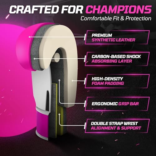 Flexzion Boxing Sparring Training Gloves Pro Muay Thai Kickboxing Heavy Bag Punching Mitts Wrist Wrap Full Contact Combat Sport Protective Hand Gear Martial Art Supply for Women & Teens, 10Oz - color: Pink