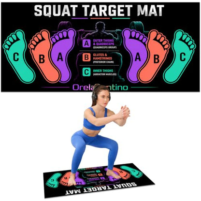 Squat Mat with Foot Position, Non-Slip Workout Mat for Safe Squat - color: Purple Black