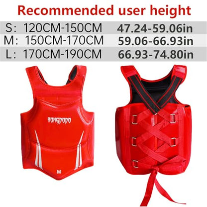 Karate Boxing Martial Arts Kickboxing Training Taekwondo Sparring Body Chest Protector Set - color: Only Chest Red, size: Medium