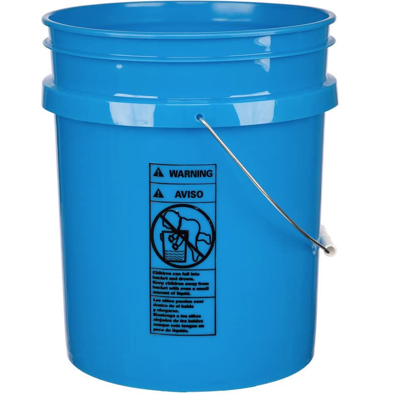 5 Gallon Bucket Pail with Air Tight White Screw on Lid - Food Grade-BPA Free - (Pack of 2) - Made in USA Buckets