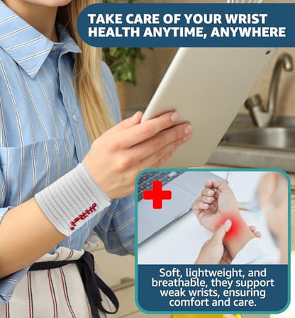 2-Pack High-Elastic Wrist Support Straps Wrist Compression Bandage - Wrist Wraps Wristbands for Carpal Tunnel Arthritis Tendonitis Weightlifting Tennis Basketball - Breathable Soft (White) - color: White