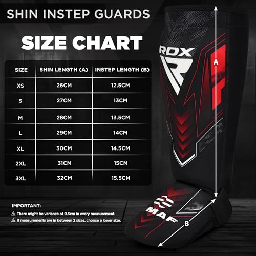 RDX IMMAF Approved Shin Guards, Competition Level Neoprene Shin Pads for Sparring and Grappling, MMA Kickboxing, Professional Shin Insteps Protection, Men Women - color: Red, size: XX-Large