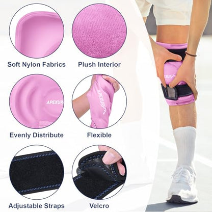 APEXUP Ice Pack for Knee Pain Relief, Large Reusable Wrap After Surgery, Flexible Gel Cold Pack for Injuries, Pain Relief for Back, Shoulder, Elbow, Ankle and Leg (Pink, L, 2PK) - size: Large-2PK, style: Pink