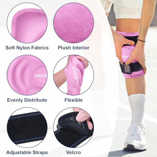 APEXUP Ice Pack for Knee Pain Relief, Large Reusable Wrap After Surgery, Flexible Gel Cold Pack for Injuries, Pain Relief for Back, Shoulder, Elbow, Ankle and Leg (Pink, XXL, 2PK) - size: 2X-Large-2PK, style: Pink
