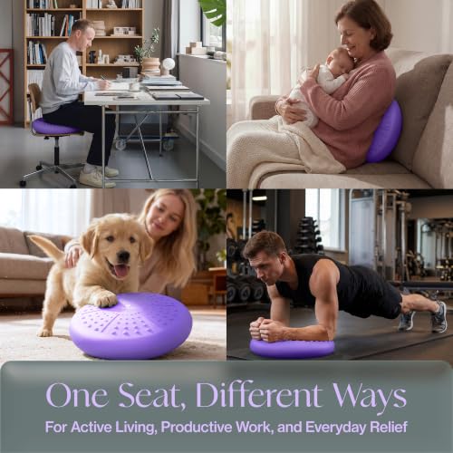 Tumaz Wobble Cushion Wiggle Seat Core Balance Disc with Pump - color: 08. Purple