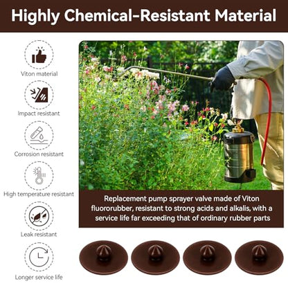4 Pack PV-266 Viton Check Valve Replacement for B&G Sprayers BG2022 BG2032 2300 2222 Models, Hand Pump Sprayer Valve Parts for 1 & 2 Gallon Garden Backpack Sprayers, Leak-Proof Pump Repair Kit