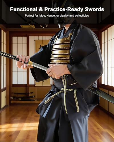 Katana Samurai Sword for Display, Hand Forged Full Tang 1045 Carbon Steel - style: Samurai Figure