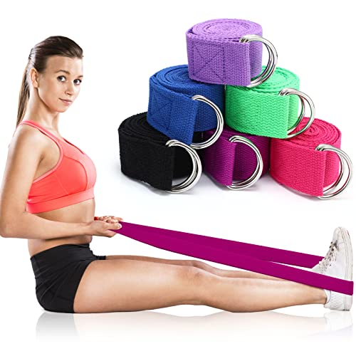 Leyndo Yoga Strap Stretching Pilates Exercise Adjustable Straps 6 ft Non Elastic Yoga Belt with Adjustable D Ring Buckle for Pilates Gym Workouts Fitness - color: Classic
