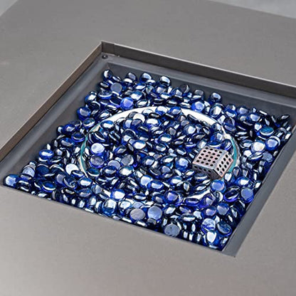 OnlyFire Fire Pit Glass Rocks 10 lbs, High Luster Fire Glass Beads 1/2 Inch, Tempered Glass Marbles for Propane/Natural Gas Fire Pit, Fireplace, Multicolor & Blends Available - color: Royal Cobalt Blue