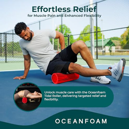 Oceanfoam Tidal Roller - Muscle Massage Foam Roller for Exercise (Red) - color: Red