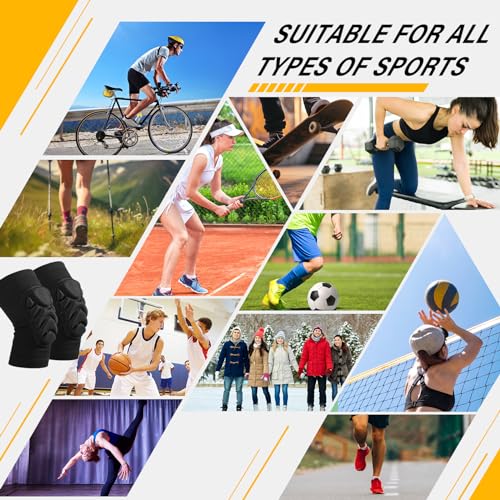 Haysandy 6 Pairs Knee Pads Bulk, Volleyball Breathable Knees Pads with Thick Sponge for Adult Youth Women Men Dancer Sport Training Workout Protector (Black,XL Size) - size: X-Large