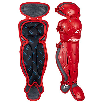 Champro Optimus Pro Catcher/Umpire Leg Guards - color: Scarlet, size: 13.5"