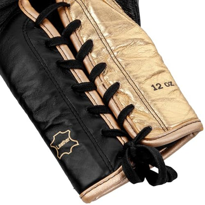 Venum Shield Pro Boxing Gloves - color: Black/Gold, size: 18oz, style: Laces