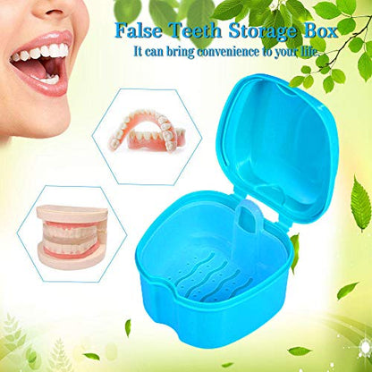 Denture Bath Box Cup Container Case, Complete Clean Care for Dentures, Clear Braces, False Teeth, Mouth Guard, Night Guard & Retainers,Traveling (Black & White) - color: Black & White