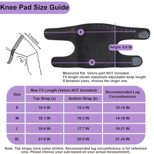 Men/Women Work Knee Pads with Adjustable Straps, Purple S (1 Pair) - color: Purple, size: Small