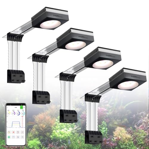4PCS PopBloom RL90 Led Aquarium Fish Tank LED Planted Light Freshwater Aquarium Lamp for 96" 240CM Fish Tank Light with Smart APP Control - color: Black, size: Freshwater - With Arm Kit