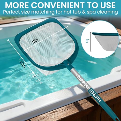 Hot Tub and Spa Leaf Skimmer Net, Ultra Fine Mesh Bag with Aluminum Pole - Handheld Pool Net for Small Above Ground Pools Efficient Debris Removal - size: 24" Spa skimmer net