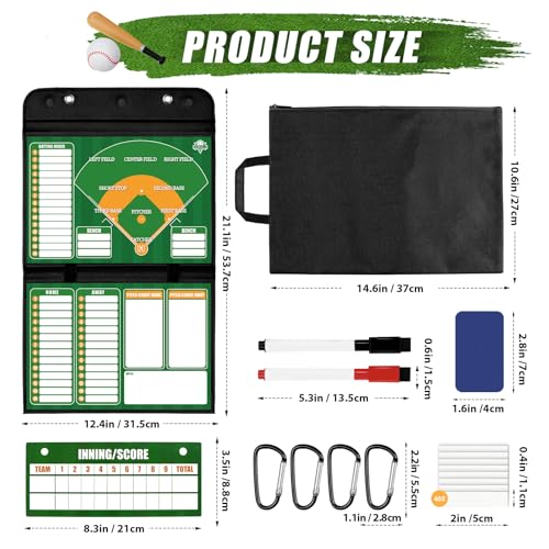 Magnetic Baseball Coach Clipboard, Dry Erase Coach Lineup Board, Premium Tactical Baseball Coaching Board with 40 Lineup Cards and Marker, Dugout Display Softball Coaching Accessories - color: C-foldable