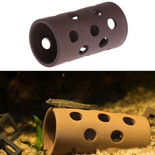 Ceramic Aquarium Decoration Tube Cave with Holes Safe Ornament Fish for Landscape Accessories Betta Fish Hideo