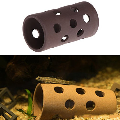 Ceramic Aquarium Decoration Tube Cave with Holes Safe Ornament Fish for Landscape Accessories Betta Fish Hideo
