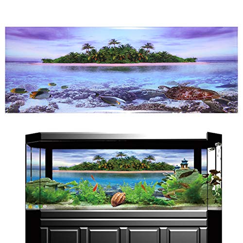 Zerodis Aquarium Background Poster, PVC Aquarium Decoration Sticker Beach Backdrop Decoration Paper 3D Effect Adhesive Decor Paper Sticker for Aquarium Background (91 * 50cm) - size: 91*50cm