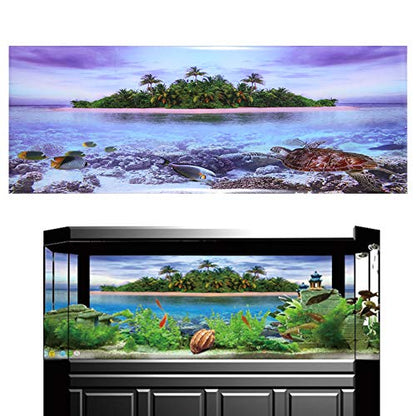 Zerodis Aquarium Background Poster, PVC Aquarium Decoration Sticker Beach Backdrop Decoration Paper 3D Effect Adhesive Decor Paper Sticker for Aquarium Background (91 * 50cm) - size: 91*50cm