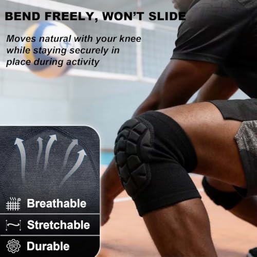 Volleyball Knee Pads for Women & Men Dancers, Flexible Cushion, Black M - size: Medium