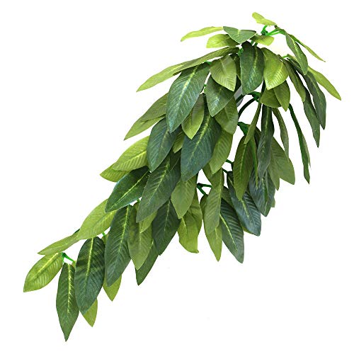 SLSON Reptile Plants Hanging Silk Terrarium Plant with Suction Cup for Bearded Dragons,Lizards,Geckos,Snake Pets and Hermit Crab Tank Habitat Decorations,Small Size,12 inches Green