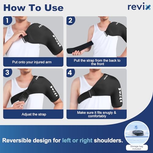 REVIX XL Shoulder Ice Pack Wrap for Rotator Cuff, Solid Gel Cold Sleeve - size: XL, style: Basic