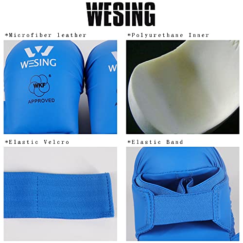 WESING Karate shin and Instep Guard Karate Gloves Approved by WKF - color: red, size: Large