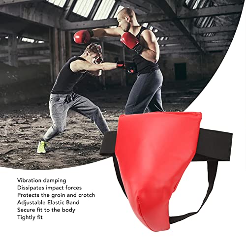 Boxing Groin Guard, Red Boxing Crotch Protector Jock Strap Supporter Adjustable Athletic Supporter Jock Strap Groin Protector Cup Men for Martial Arts for Boys Youth (M)