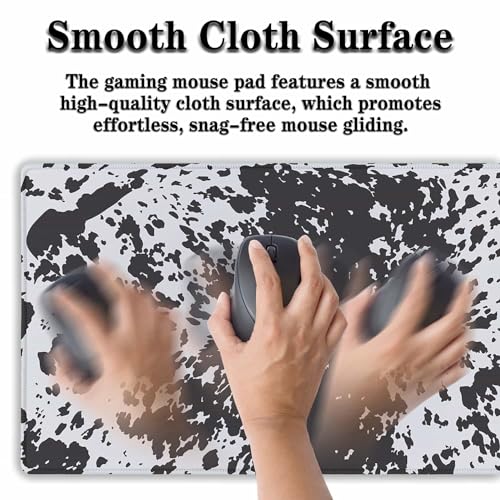 Big Mouse Pads Black Gaming Mousepad Computer Desk Mat Cute Desk Mat Non-Slip Rubber Base Waterproof with Stitched Edges 35.4 X 15.7 for Game Office, Horse Hide Animal Print - color: Horse Hide Animal