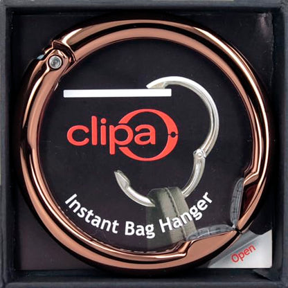 Clipa Bag Hangers The Ring that Opens into a Hook, Closes Automatically - color: Polished Copper