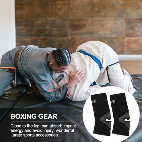 2 Pcs Foot Ankle Protector for Karate Practice, Knitted Fabric Black