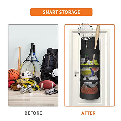 Boczif Hanging Ball Storage, Over Door Hanging Sports Equipment Organizer | Garage Sports Equipment Organizer for Hold Soccer, Basketball, Football, Volleyball and Swimming Gear