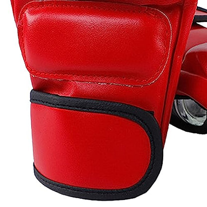 GLOGLOW MMA Gloves Half Finger Red PU Material Kickboxing Gloves Open Palm for Adult Sports