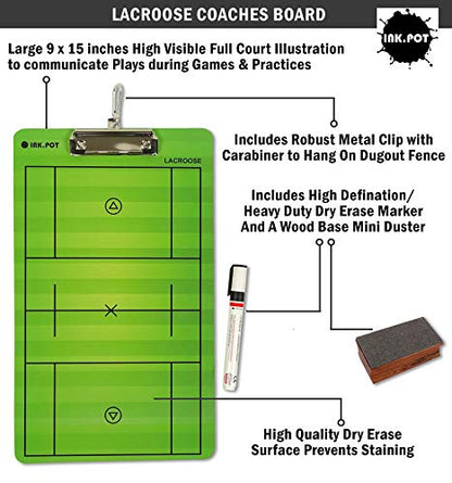 Coaches Board Dry Erase Double Sided Coaches Clipboard with Marker & Eraser for Soccer,Lacrosse Women,Lacrosse,Base Ball,Ice Hockey,Football,Basketball - style: Lacrosse