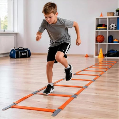 Speed Ladder, Agility Ladder Speed Training Equipment, 2-in-1 Adjustable Hurdle Ladder for Soccer, Rugby, Fitness, Footwork and Agility Training