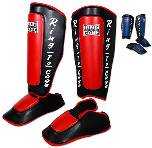 Deluxe Muay Thai Pro-Style Shin Instep for Muay Thai, MMA, Kickboxing, Stand up - color: Red, size: X-Large
