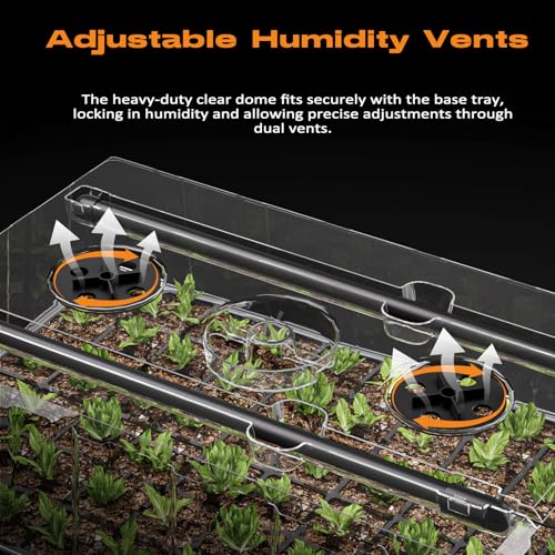 120-Cell Self-Watering Seed Starter Tray with Grow Light, Seed Starter Kit with 4.07” Humidity Dome, Indoor Seedling Starter Tray, Seed Starting Trays for Plant Germination, Seeds Growing
