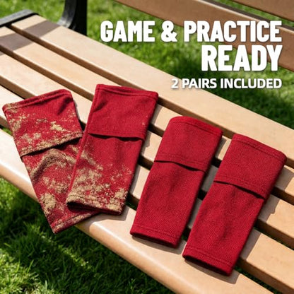 Shin Guard Sleeves 2 Pairs, Soccer Sleeves for Kids & Youth Ages 3-15 - color: Red, size: S (3'3''-3'10''/3-5Y)