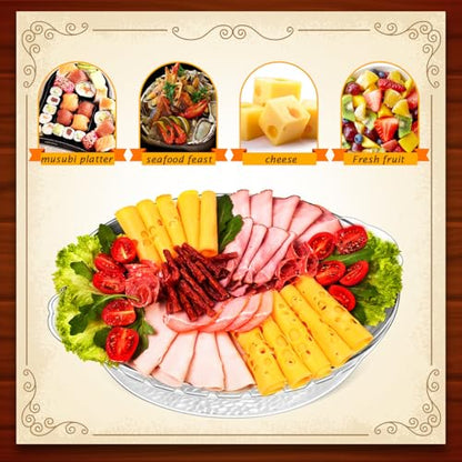 1 Set 11.8" Chilled Serving Tray for Parties with Compartments Ice Chilled Party Platter Charcuterie Serving Board Cold Dish Dip for Fruit Seafood Vegetable Shrimp Cocktail (Natural)