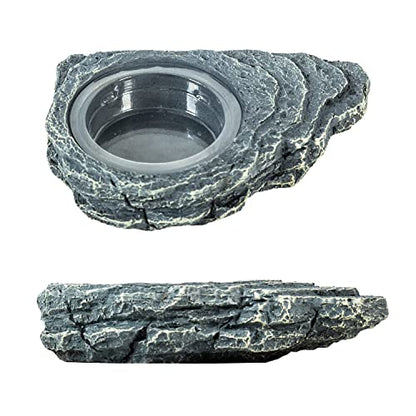 REPTIZOO Reptile Magnetic Feeder Ledge, Single Bowl Reptile Food Dish with 3PCS Feeding Cups Food Water Feeder for Crested Gecko Lizard Chameleon Pets