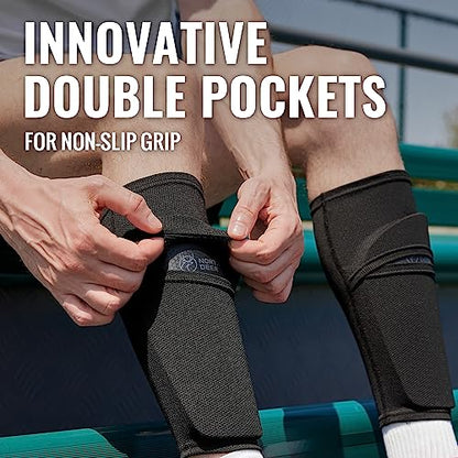 Northdeer Soccer Shin Guards Sleeves with Optimized Insert Pocket(1Pair) - color: pink, size: M (4'7"-5'3")